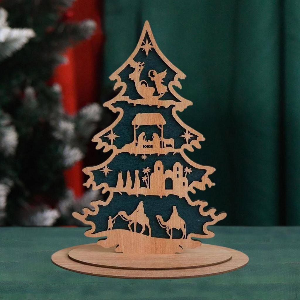Christmas Decoration Tree Decorative Wooden Sign Desktop Ornament for Holiday