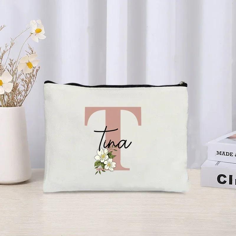 Personalized Makeup Bag Bride Gift Female Travel Organizer Canvas Side Bag Lipstick Eyebrow Pencil Box Wallet