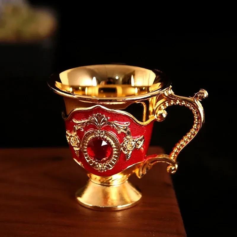 Fashion Creative Home Metal White Wine Cup Alloy Pattern Gems Decorated Classical Wine