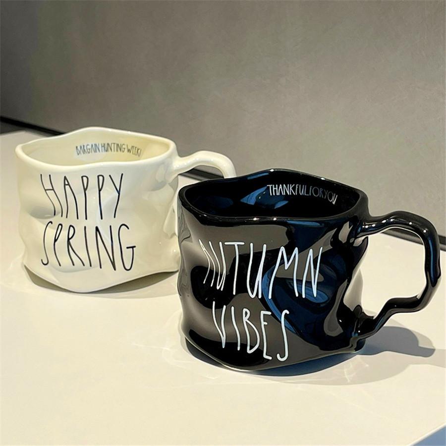 Creative Ceramic Irregular Mug Pair Simple Couple Cup Gift Office Coffee Cup Breakfast Milk Tea Cup