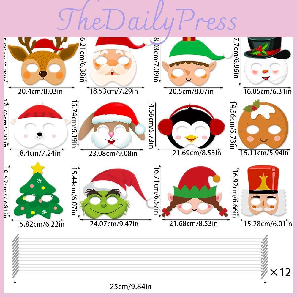 Snowman Christmas Reindeer Paper Mask Party Photo Prop For Decor Holiday
