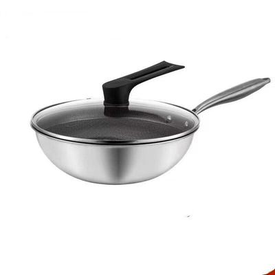 ZISIZ 304 Stainless Steel Honeycomb Wok with Lid