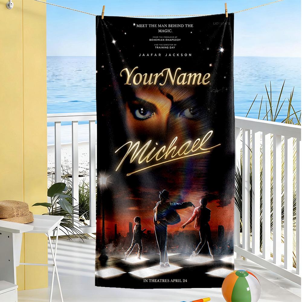 Michael Jackson Customized Name Beach Towel High Absorbency & Quick-Dry Perfect for Traveling Yoga Camping and Swimming