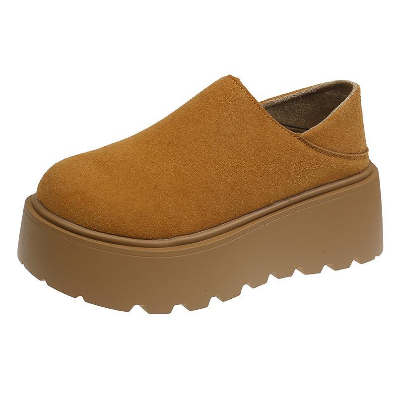 One-pedal lazy thick-soled heightening velvet women's spring new small retro loafers