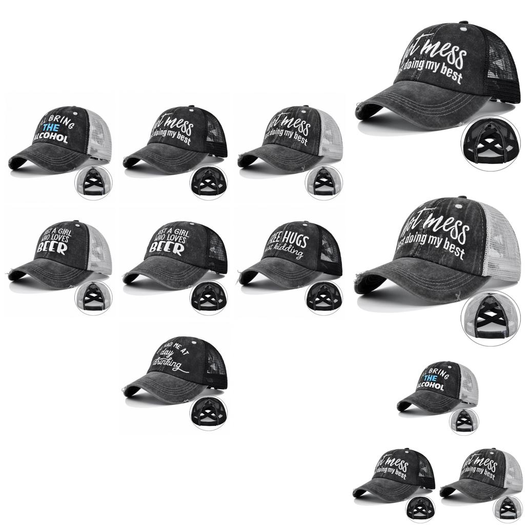 Men's Embroidered Baseball Cap Adjustable Sunshade Wide Brim Hat Summer Letter Elements Geometric Pattern
