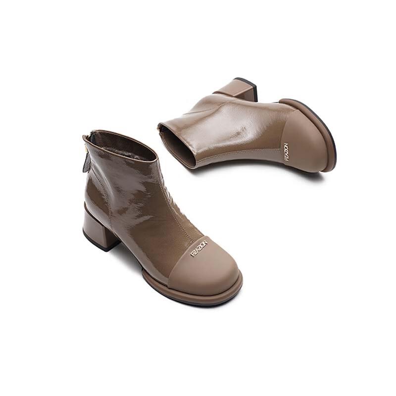Aokang Women s Retro British Square Toe Ankle Boots 36