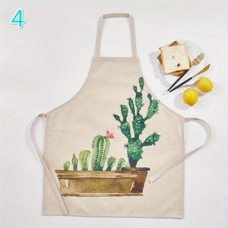 Cute Cartoon Art Apron Polyester Cooking Kitchen Restaurant Cactus Fleshy Green Plant Fashion Apron. Yellow