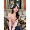 Pure Lust Style Sweet Fake Two-piece One-shoulder Bottoming Shirt for Women Autumn New Slim Fit Design Off-shoulder Top