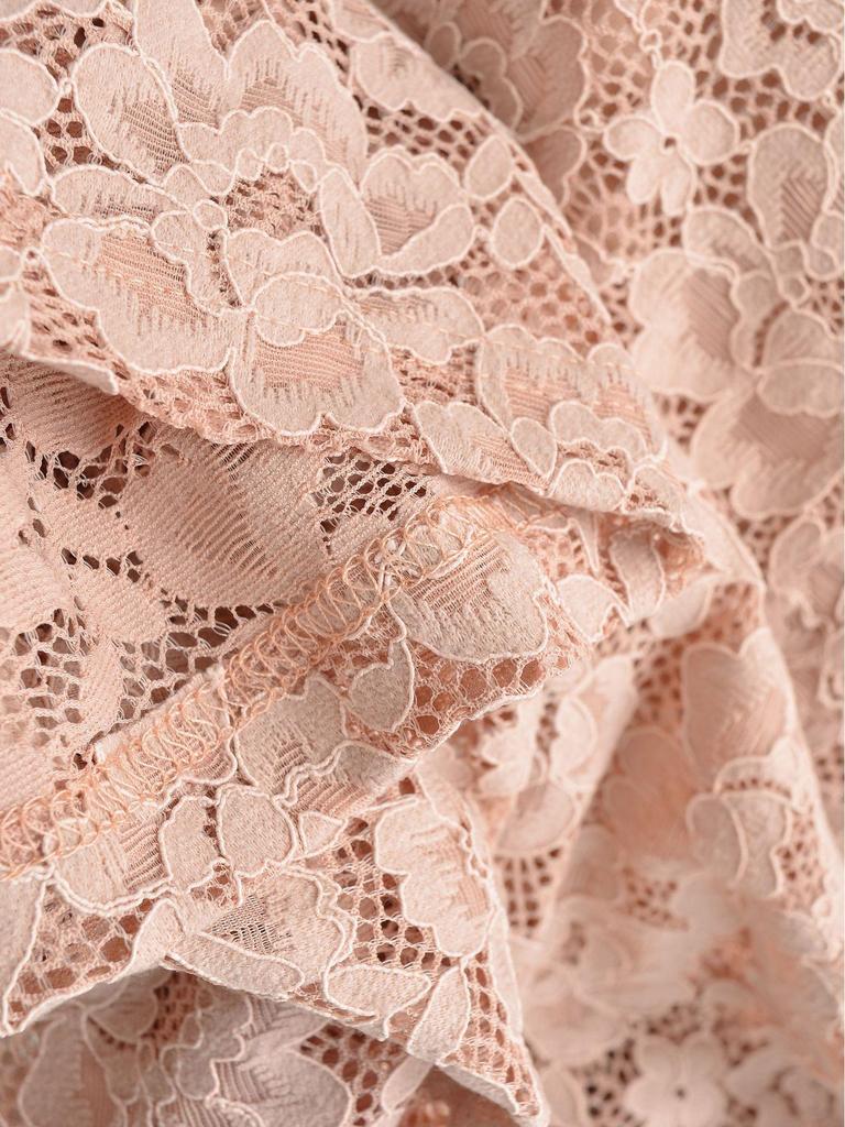 Light Luxury Nude Pink Lace High-Waisted Midi Pencil Skirt for Women – Flirty, Alluring, Figure-Hugging Autumn/Winter Style