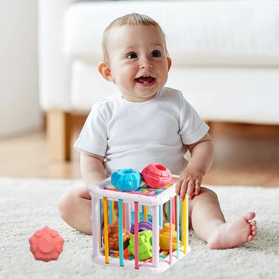 Senzorická krabička pro miminka Třídička tvarů Barevná kostka Třídicí hra Tvary Kostky Montessori Kognitivní trénink Hračky pro ranou výchovu
