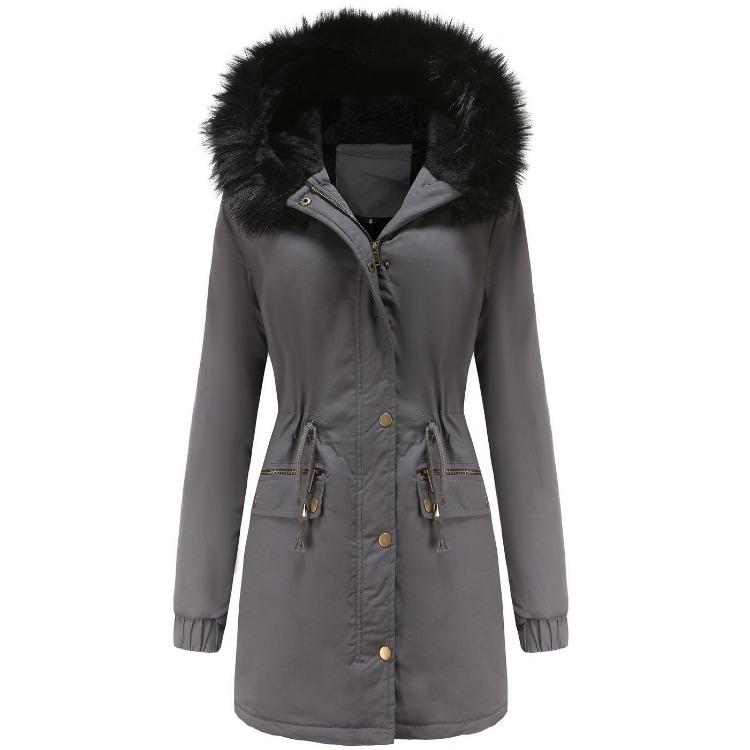Women Warm Hooded Long Winter Parka Coat Fleece Lined Padded Thickened Military Puffer Jacket Faux Fur Overcoat Casual Fashion Outerwear New