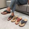 Fashion New Fashion Color Block Open Toe Women's Slippers 2025 Outdoor Flip-Toe Rhinestone Decorated Wedge Comfortable Zapatos De Mujer
