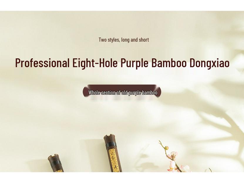 Professional Eight-Hole Purple Bamboo Xiao Flute - F/G Key, Ancient Style, High-End Dong Xiao Instrument