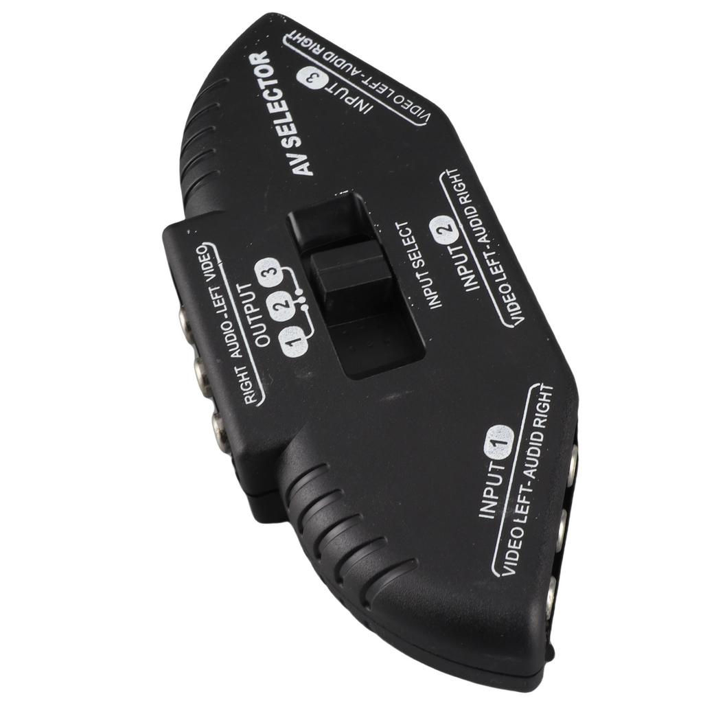 Splitter Audio Video RCA 3 In 1 Out Selettore Switch Nero con Cavo AV per DVD VCD VCR Nero