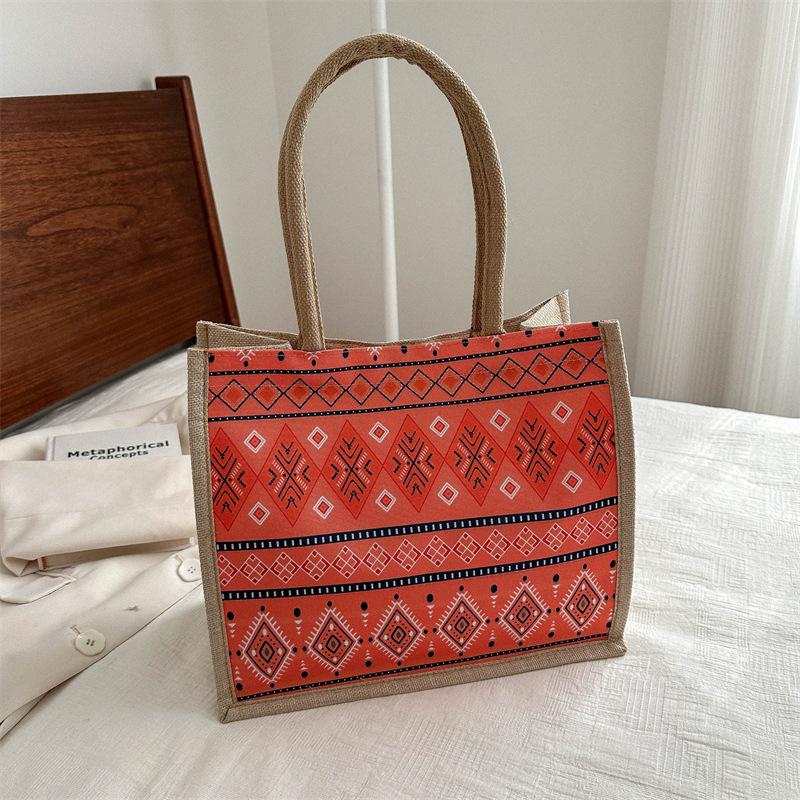 Linen large capacity trendy personality retro popular women's shoulder portable women's tote bag
