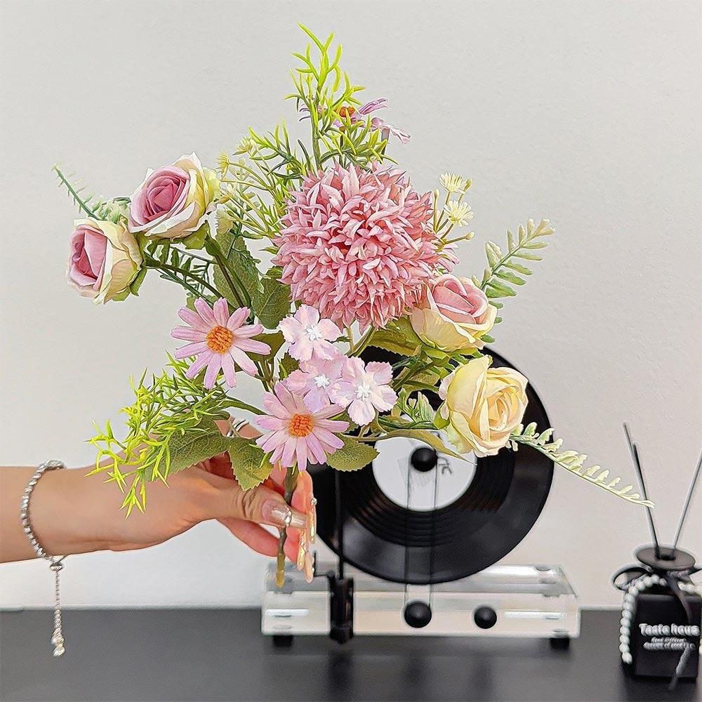 

Green Leaves Lifelike Flowers Silk Petal Faux Rose Flower Rose Artificial Flower Home Decoration фиолетовый