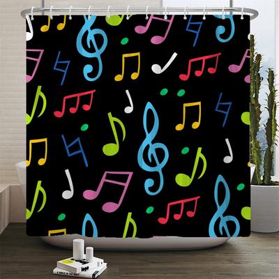 Cortina de Ducha Estilo Mariposa Musical Arte Fantasía Nota Musical Tejido Impermeable Cortina de Baño Decoración de Habitación Cortinas Con Ganchos