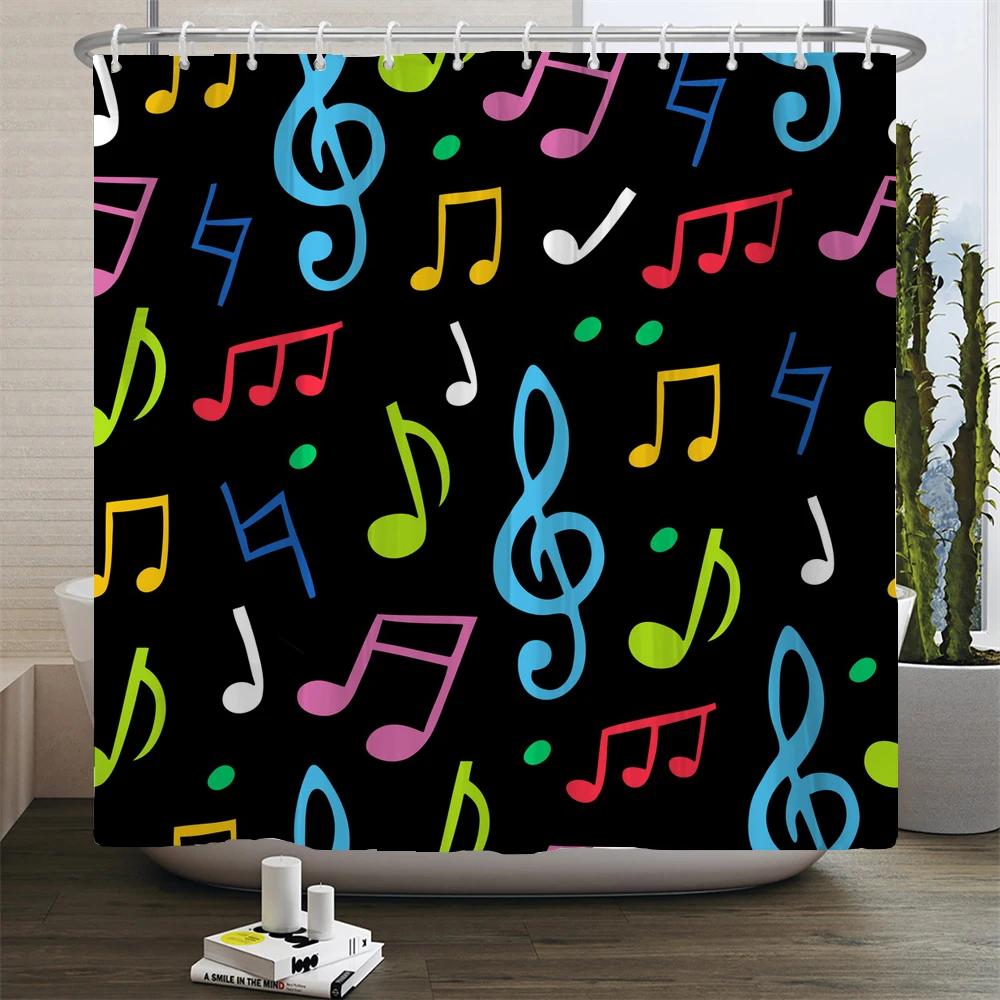 Butterfly Music Style Shower Curtain Fantasy Art Musical Note Waterproof Fabric Bathroom Curtain Room Decor Curtains With Hooks