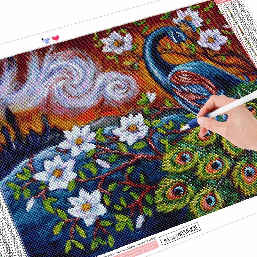 5D DIY Diamond Embroidery Peacock Picture Of Rhinestone Diamond Painting Animal Diamond Mosaic Craft Kit Home Decoration