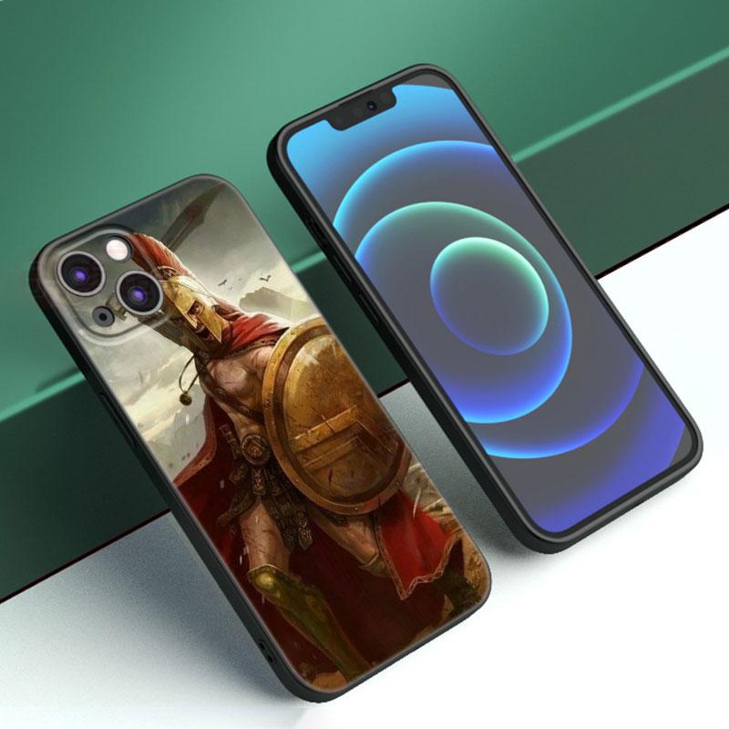 Spartan Phone Case For Apple iPhone 12 13 Mini 11 14 15 Pro Max 7 8 Plus X XR XS SE 2020 2022 Black Silicone Case