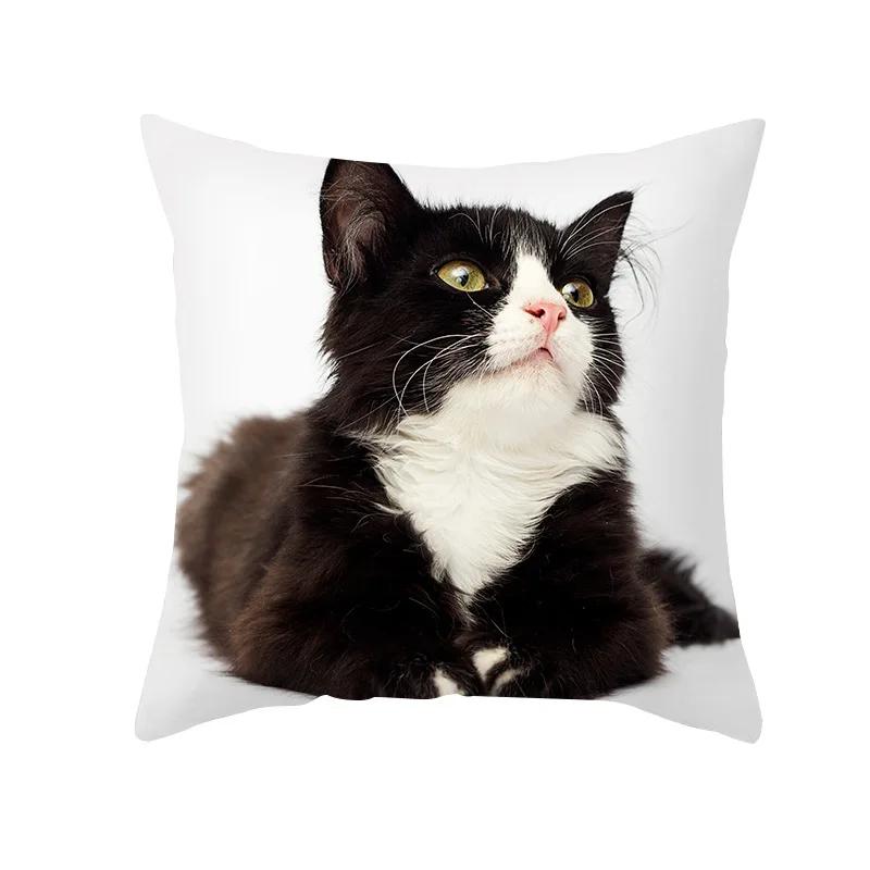 45X45CM Black Cat Pillowcases Polyester Home Cute Kitty Animal Lover Cushion Cover Funny Decoration Pillow