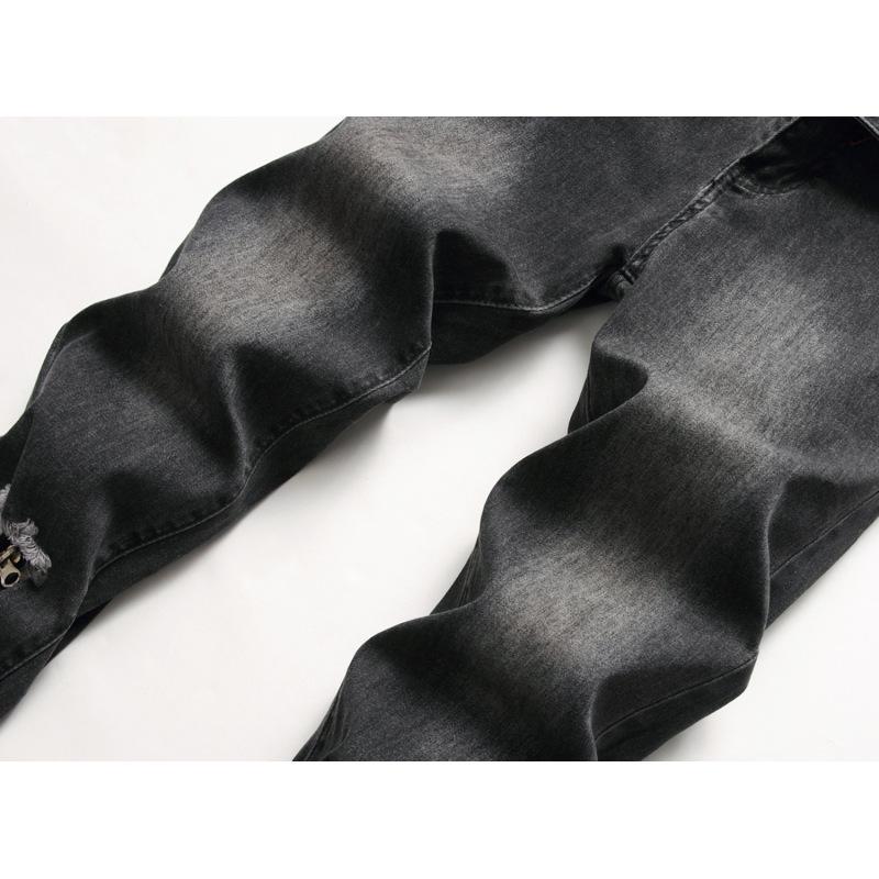 Men's Jeans Ripped European and American Long Zipper Men's Pencil Pants