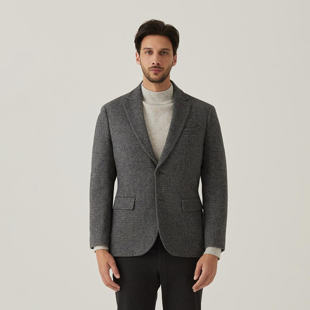 Ferraromilano Micro Pattern Wool Jacket Grey (Am0Ejk40434)