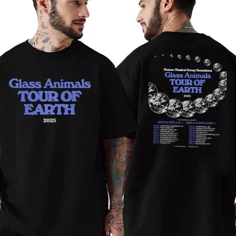 Glass Animals Band Tour Of Earth 2025 Dates List  Print T-Shirt For Fan M482 Unisex T-Shirt XXXXL