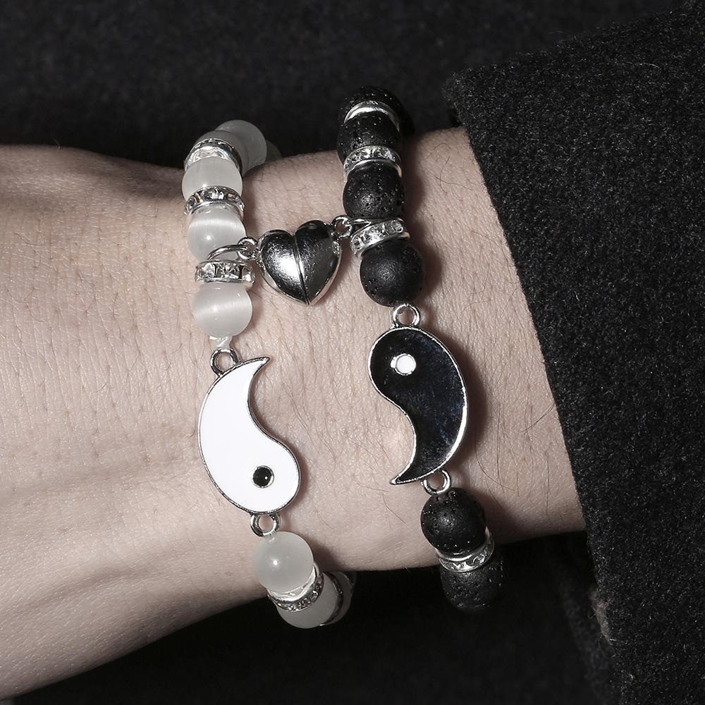 Hot-selling love magnet jewelry opal volcano yin and yang tai chi bracelet bracelet bracelet couple attraction bracelet