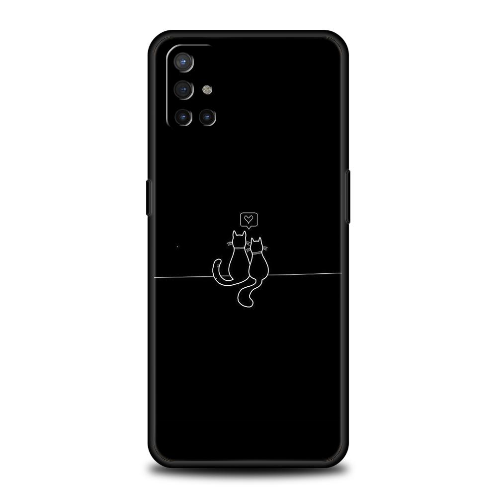Phone Case For OnePlus 13 12 11 10 9 Pro 9T 13R 12R 10R 9R 9RT 10T 8T 8 Nord 2T CE 2 3 5G N200 N30 Cover Cat Line Black Cats