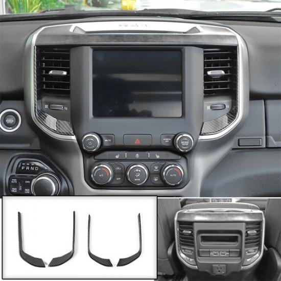 4X Front/Rear/Central AC Air Vent Outlet Trim For Dodge Ram 1500 18+Carbon Fiber