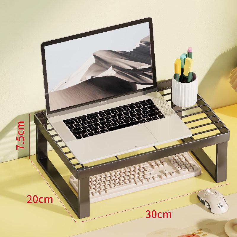 Double-Layer Laptop Stand & Desk Monitor Riser with Cooling Base and Pen Holder