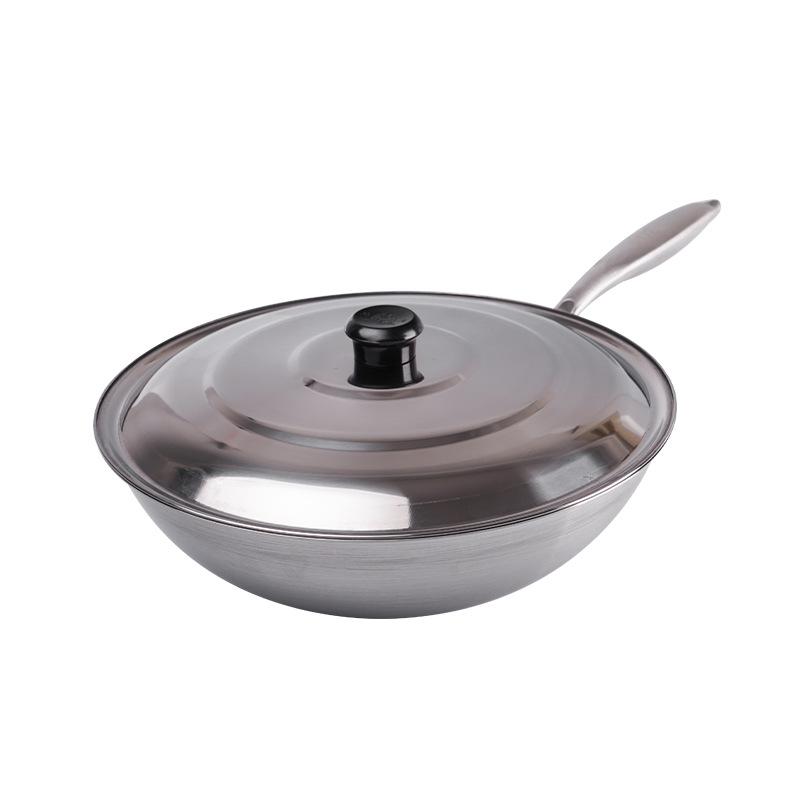 Germany Non-stick Stainless Steel Wok for Induction and Gas Stoves, Flat-bottomed Cookware.