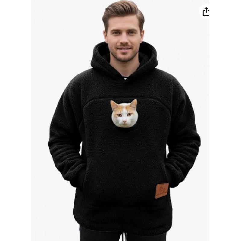Winter Teddy Fleece Pet Pocket Hoodie Unisex Loose Thick Warm Coat Cats