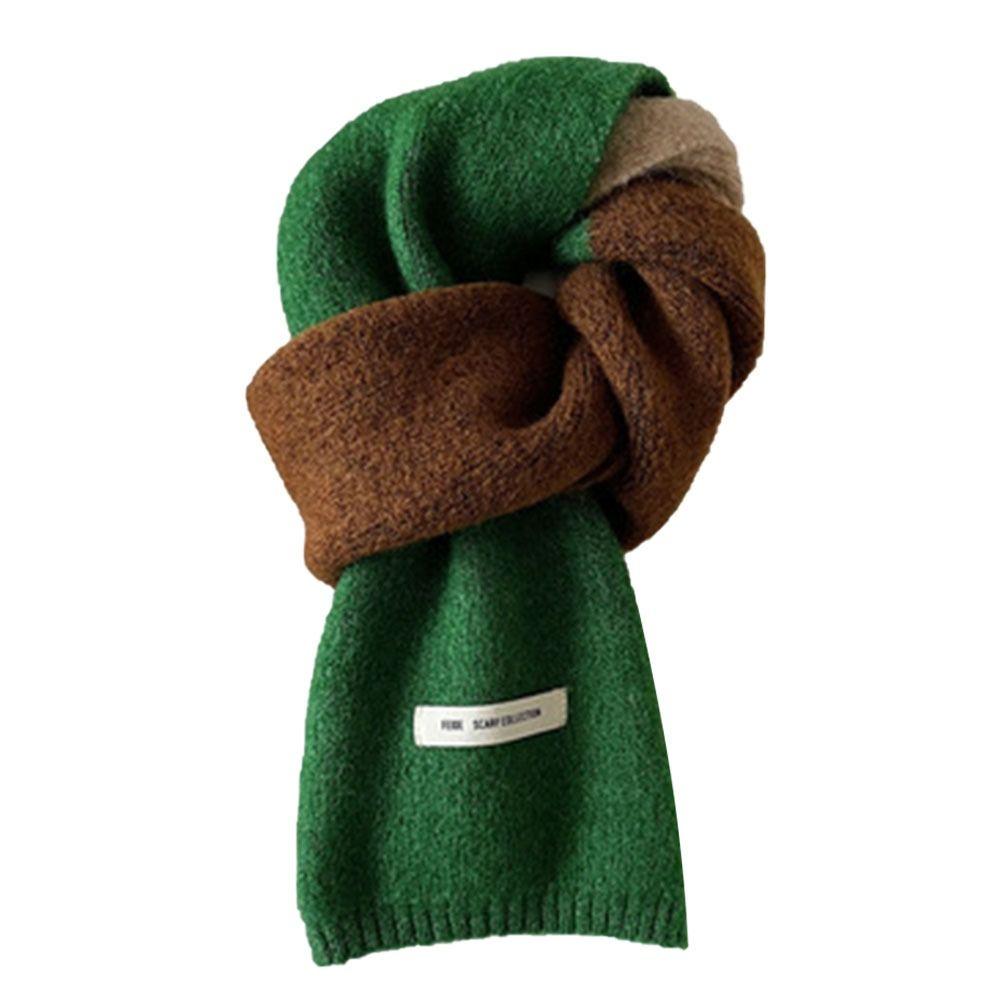 Large Winter Warm Color Contrast Scarf Women's Wool Elastic Knitting Thickned Shawl Fashion Clothing Matching Supplies