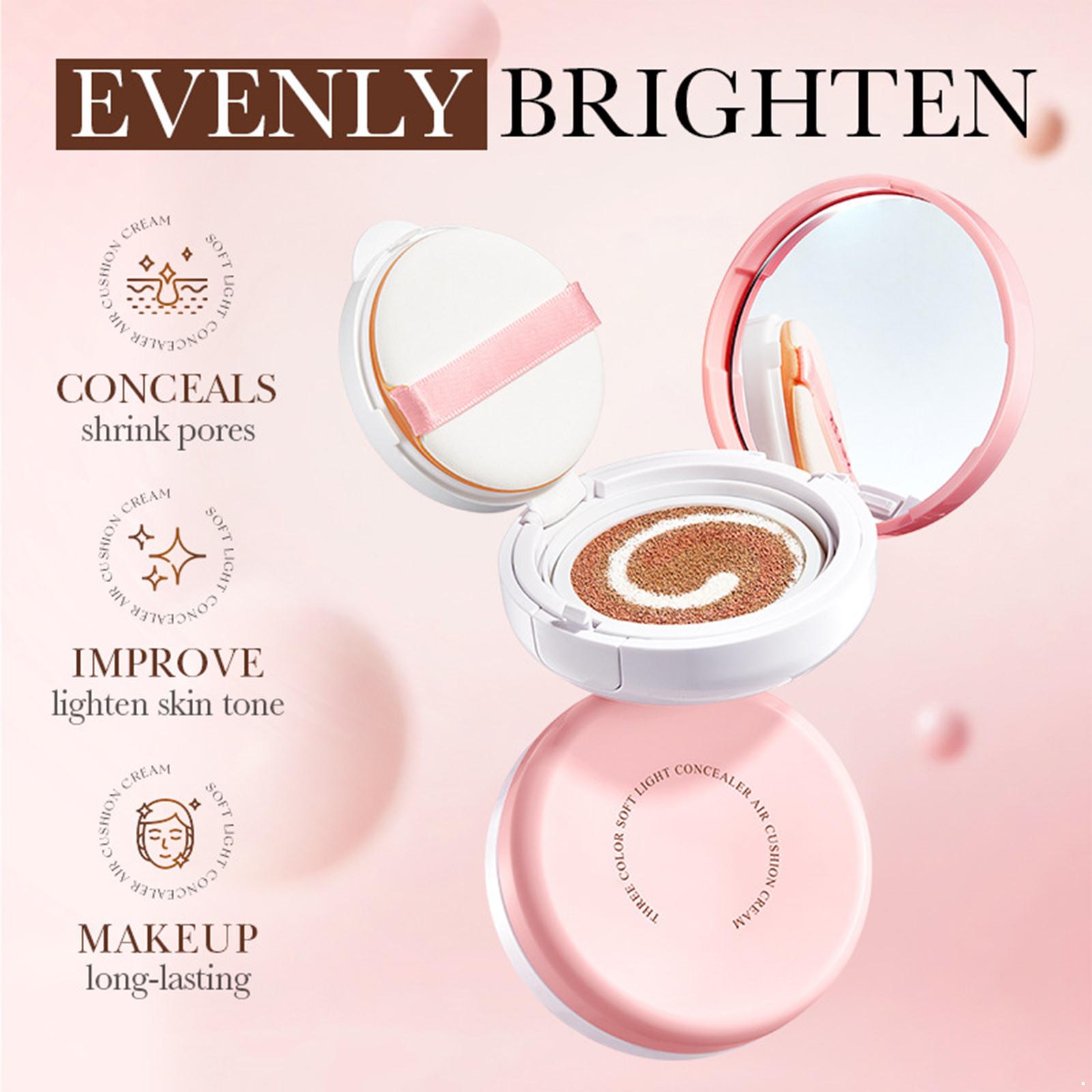 

1Pc Long-Lasting Foundation & Concealer 2-in-1 Cushion, Even Complexion, 24H Wear-Resistant, Portable Pressed Powder One Size розовый