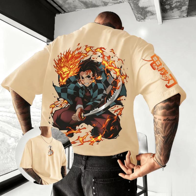 Unisex Summer Oversized Demon Slayer Anime Graphic T Shirt Man Women Short Sleeve Tee Cotton Streetwear Casual Tops Fashion Y2k
