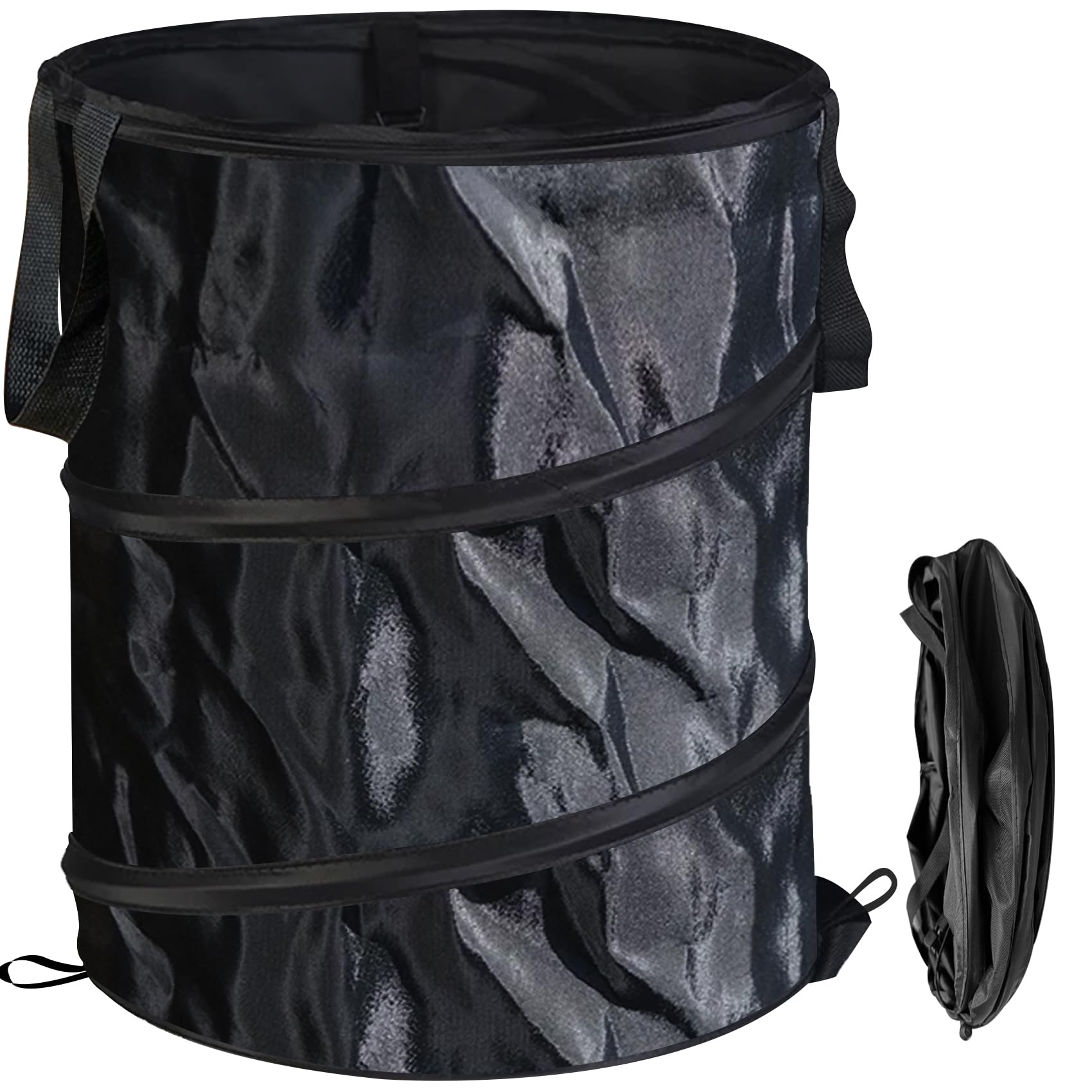 

REIYAIBA Кемпинговый мусорный бак складной большой вместимости, подходит для мусора, дров, листьев, уборки разного мусора, подходит для использования в помещении и на открытом воздухе, ведро, ручка, чёрный