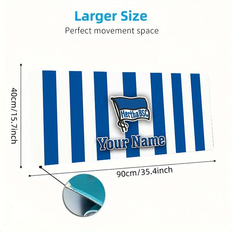 Hertha BSC Benutzerdefinierter Name Große Größe Mauspads Große Gaming Tischunterlage Rutschfest Laptop Tablet Großes Mauspads XXL Matte Mini-PC Spielmatte Mit Verriegeltem Rand