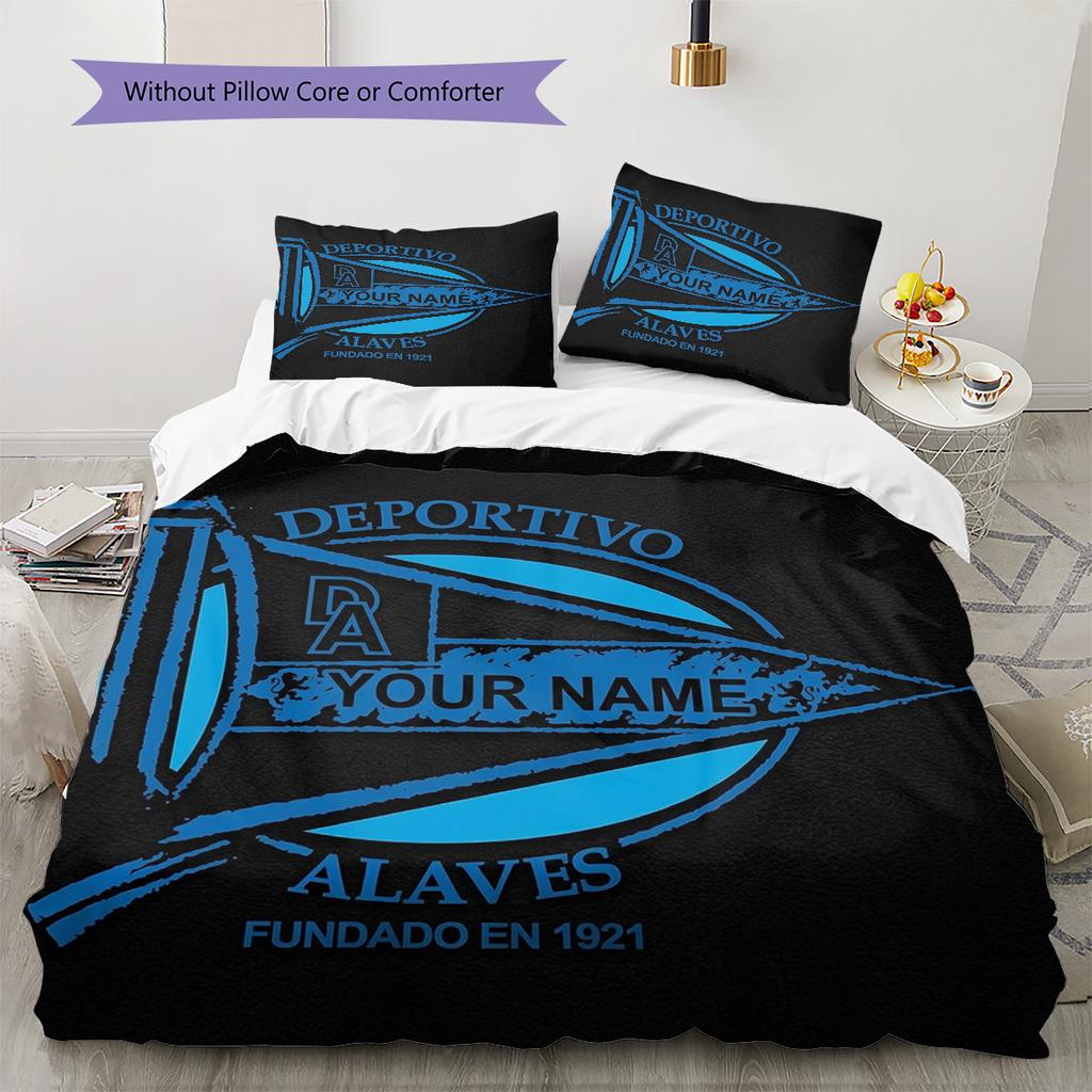 Deportivo Alaves Crest Custom Name Pattern Bedding Quilt Set Quilt Cover Pillowcase Home Birthday Gift(1 * duvet cover + 2 * pillowcase, without core)