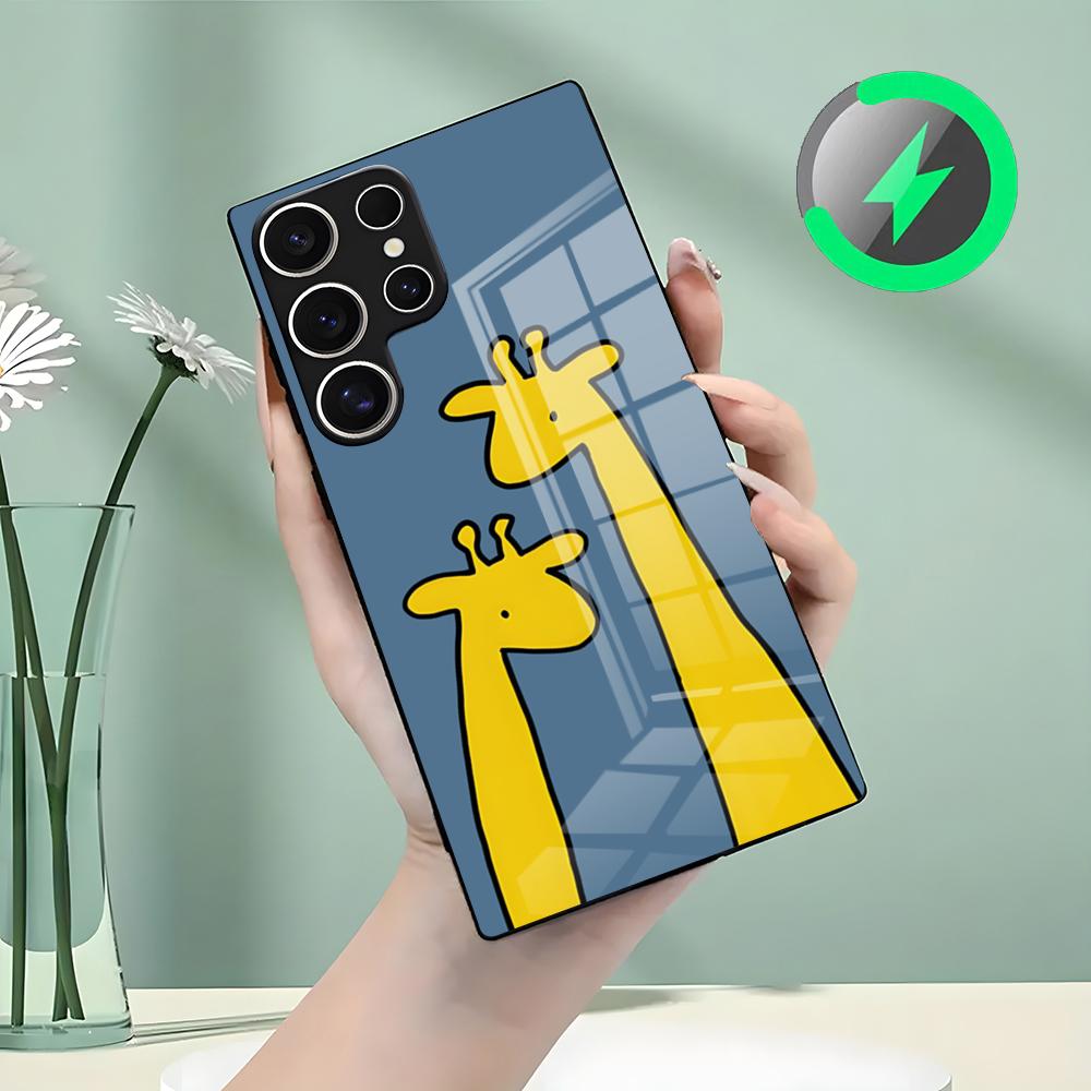 

Giraffe Illustration Phone Case For Samsung S26 S25 S24 S23 S22 S21 S20 Edge Ultra Plus FE For Magsafe Glass Case Galaxy S25 FE