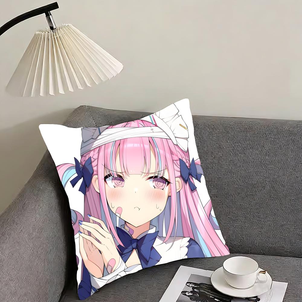 H-Hololive M-Minato Aquas Cushion Cover Pillowcase Ultra Soft Skin Friendly Fabric Cloud Like Comfort & Concealed Zipper