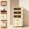 40-60cm Wide Transparent Foldable Double Door Floor Storage Cabinet with Multiple Layers