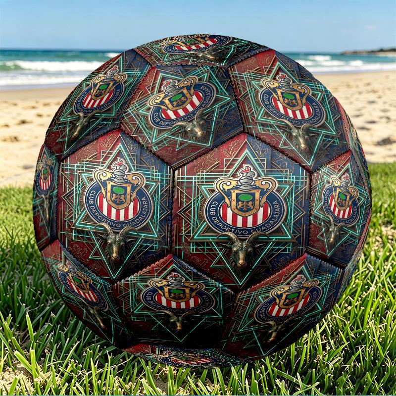 Club Deportivo Guadalajara Print Size 5 Soccer Ball, PU Wear Resistant Football for Match Training and Daily Practice, Birthday Gift for Soccer Fans