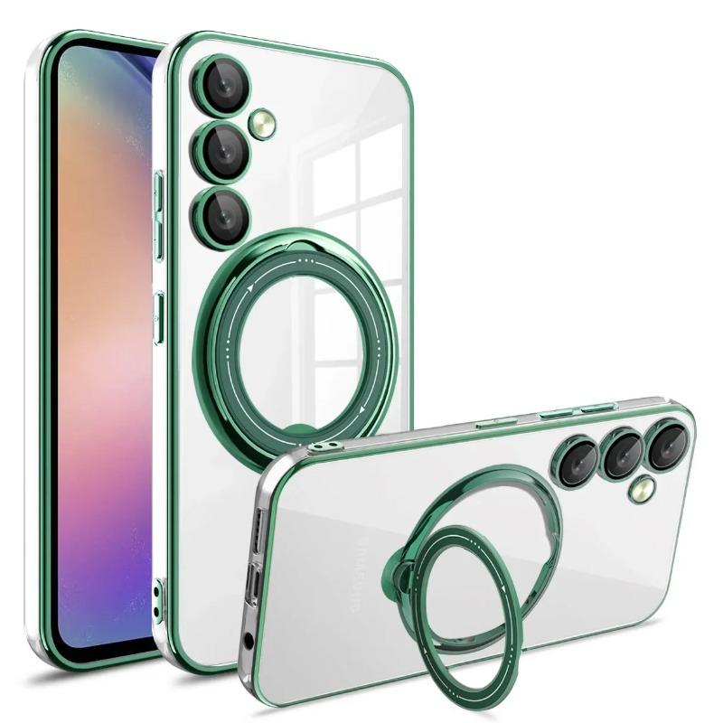Průhledný kroužek MagSafe s magnetickým pouzdrem pro bezdrátové nabíjení pro Samsung Galaxy S24 S23 Ultra Plus FE A55 A35 A15 A54 A34 A14 5G