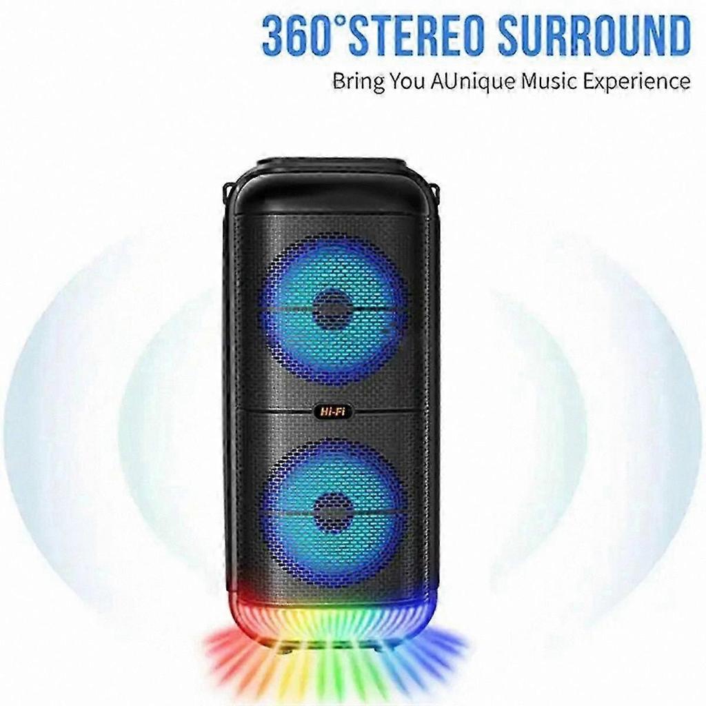 Portable Wireless Outdoor Speaker with 6 Inch Dual Horn Subwoofer, 1200W High-Powered Bass Sound and Built-in Microphone for Bluetooth Connectivity