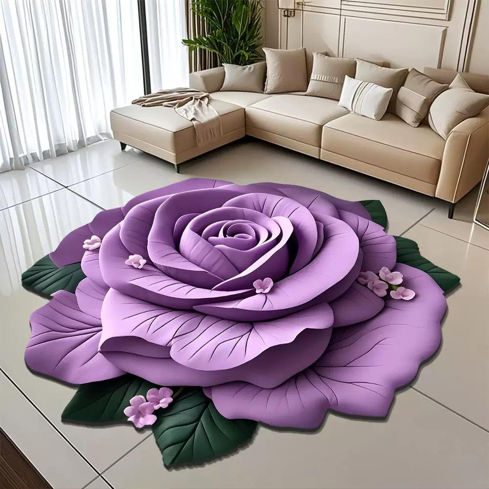 3D Floral Diatomaceous Earth Mat - Absorbent, Durable, Easy-Clean Rug for Bedroom, Living Room, Sofa, Coffee Table