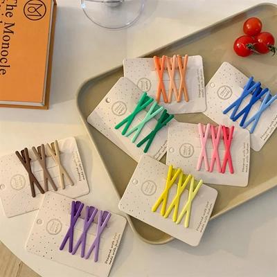 Gradient Color Cross Seamless Bangs Side Clip Sweet Girls Sweet Hairpin Broken Hair Clip Edge Clip Candy Color Headwear