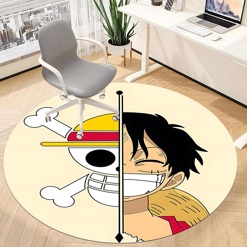 1pc One Piece Monkey D. Luffy Office Round Area Rug, Under Office Chairs Bedroom Living Room Home Decor  A1022154