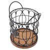 Coffee Pod Basket Decorative Round Wire Coffee Capsule Holder with Wooden Base for Cafe Kitchen Countertop